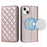 For iPhone 13 mini 5.4 inch RFID Blocking Phone Case Card Holder Stand Phone Leather Cover Compatible with MagSafe - Rose Gold - 1