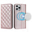 For iPhone 12 / 12 Pro 6.1 inch Magnetic Phone Case RFID Blocking PU Leather Card Holder Stand Cover Compatible with MagSafe - Rose Gold - 1