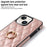 For iPhone 14 PU Leather + TPU Phone Case Imprinted Rhombus Grid Pattern Ring Holder Kickstand Phone Cover - Rose Gold - 4