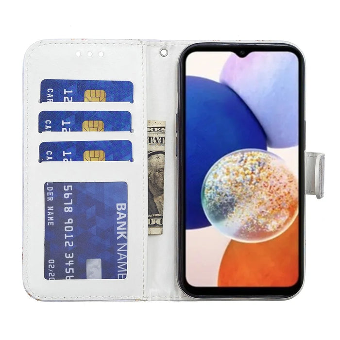 For Samsung Galaxy A14 5G / 4G PU Leather Phone Case Wallet Stand Pattern Printing Cover - Peacock Flower - 2