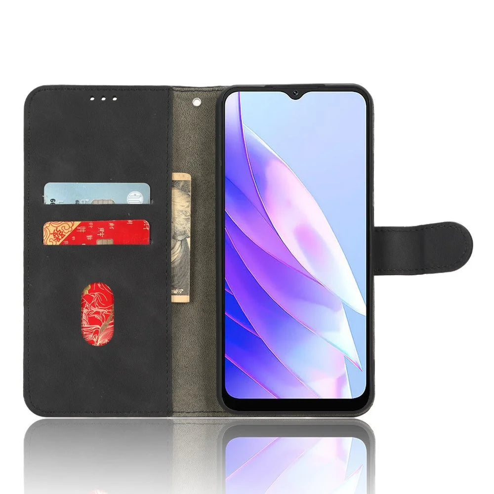 For Blackview A52 4G Drop-proof PU Leather Phone Case Stand Wallet Skin-touch Flip Cell Phone Cover - Black - 2