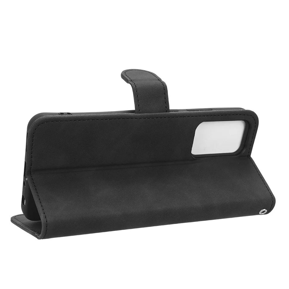 For Blackview A52 4G Drop-proof PU Leather Phone Case Stand Wallet Skin-touch Flip Cell Phone Cover - Black - 3