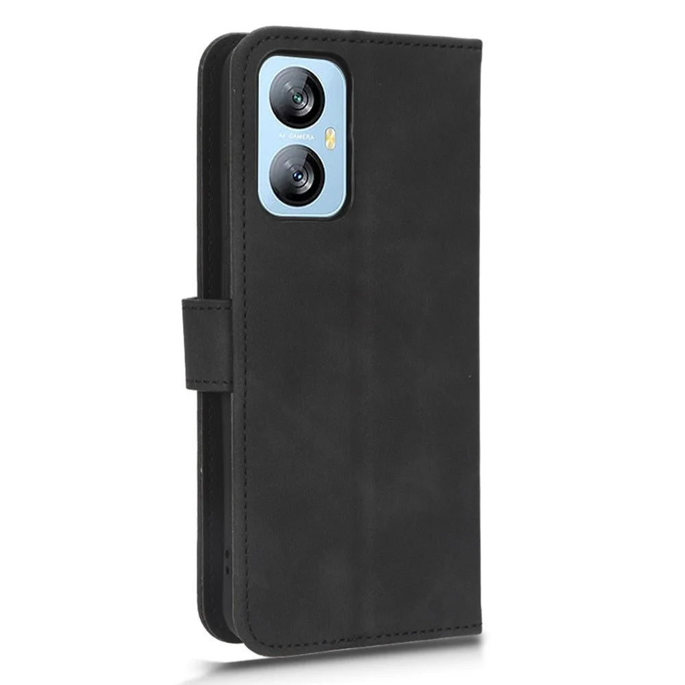 For Blackview A52 4G Drop-proof PU Leather Phone Case Stand Wallet Skin-touch Flip Cell Phone Cover - Black - 5
