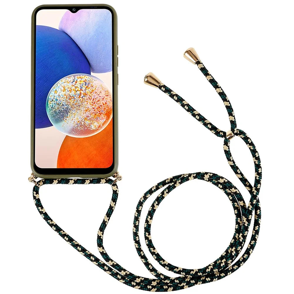 For Samsung Galaxy A14 5G / A14 4G Mobile Phone Case Wheat Straw Soft TPU Biodegradable Phone Cover Eco-Friendly Zero Waste - Army Green - 2