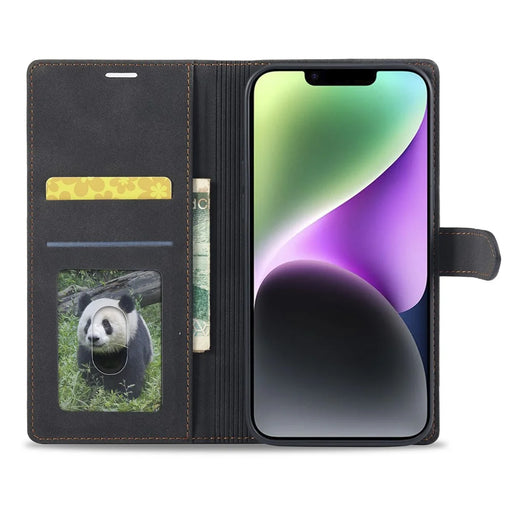 FORWENW for iPhone 14 Plus Full Protection Cell Phone Cover Stand  F1 Series Flip Leather Wallet Case - Black - 2