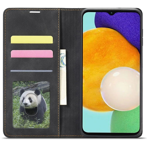 FORWENW for Samsung Galaxy A14 5G / A14 4G Skin-touch Shockproof Phone Cover Stand Fantasy Series Flip Leather Wallet Case - Black - 2