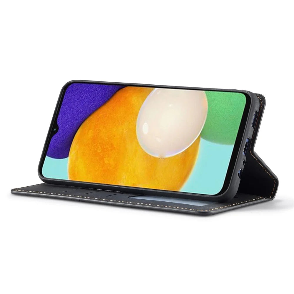 FORWENW for Samsung Galaxy A14 5G / A14 4G Skin-touch Shockproof Phone Cover Stand Fantasy Series Flip Leather Wallet Case - Black - 3
