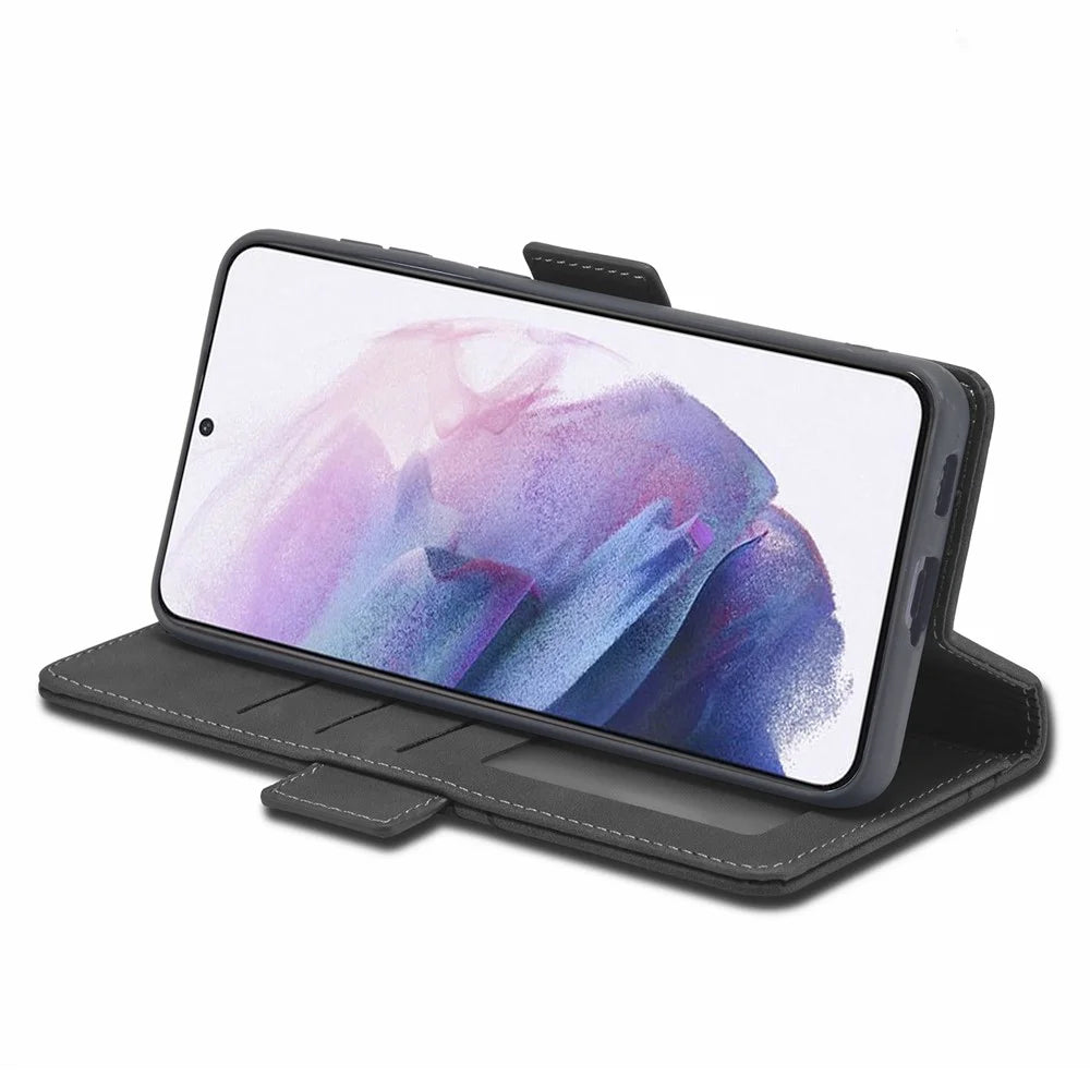 FORWENW F3-Series Anti-drop Phone Case For Samsung Galaxy S23 , PU Leather Anti-scratch Phone Cover Wallet Stand - Black - 3