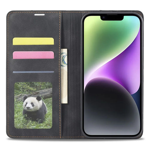 FORWENW Fantasy Series Phone Cover for iPhone 14 Plus , Skin-friendly Leather Anti-scratch Cell Phone Cover with Stand Wallet - Black - 2