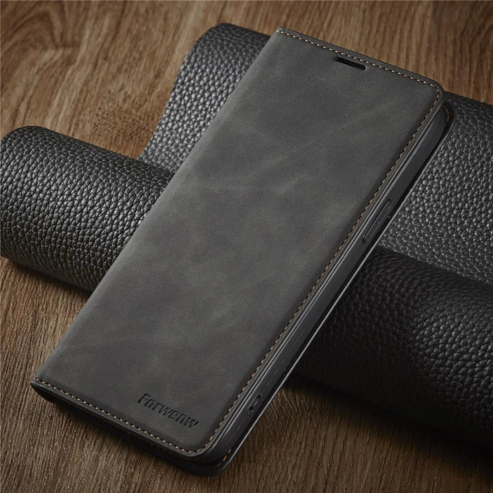 FORWENW Fantasy Series Phone Cover for iPhone 14 Plus , Skin-friendly Leather Anti-scratch Cell Phone Cover with Stand Wallet - Black - 6