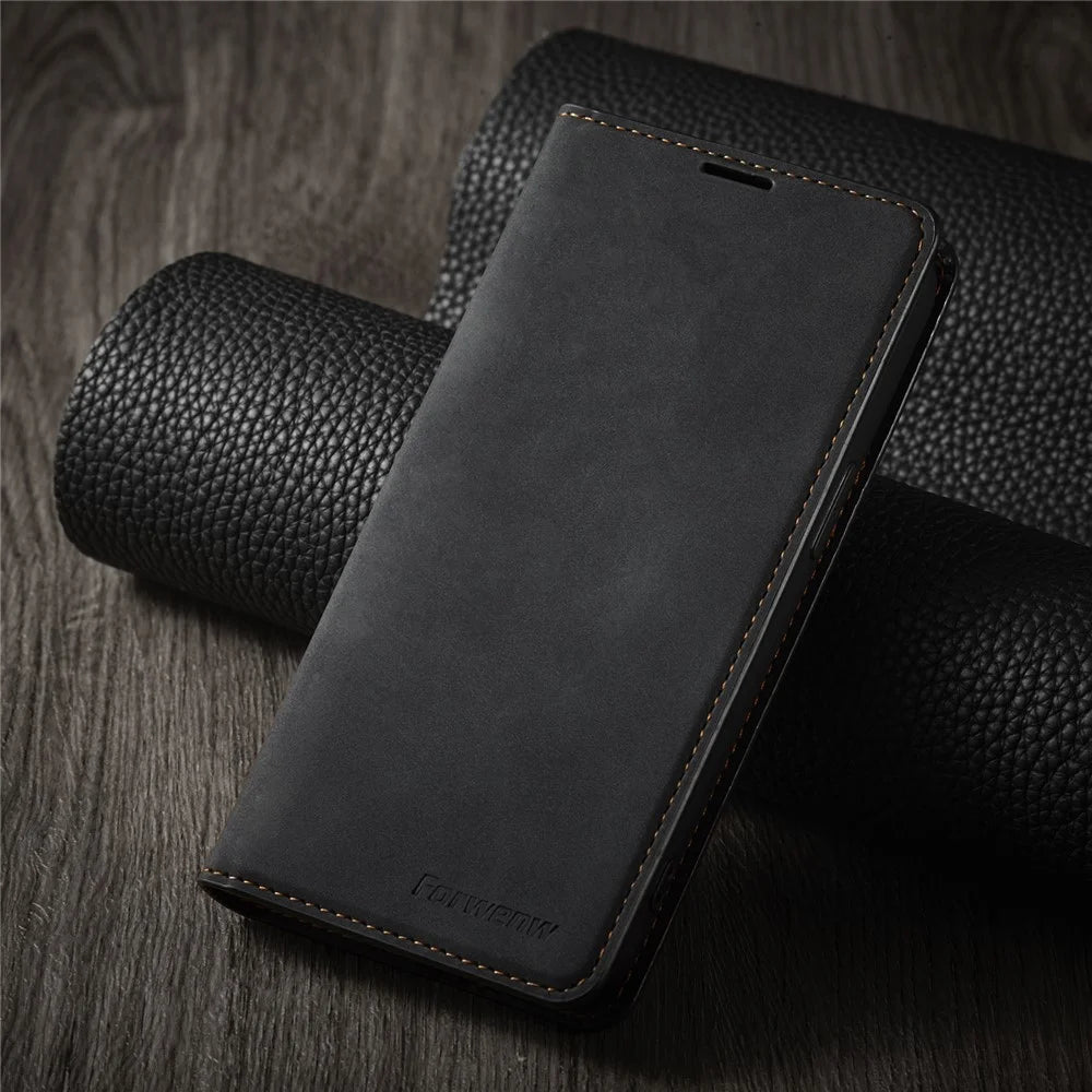 FORWENW Protective Phone Cover for iPhone 14 Pro , Fantasy Series Skin-friendly Stand Wallet Leather Anti-shock Flip Phone Case - Black - 6
