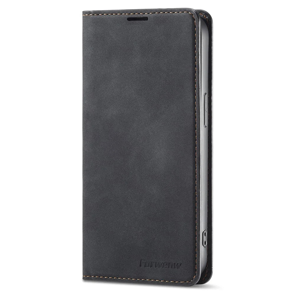 FORWENW Protective Phone Cover for iPhone 14 Pro , Fantasy Series Skin-friendly Stand Wallet Leather Anti-shock Flip Phone Case - Black - 7