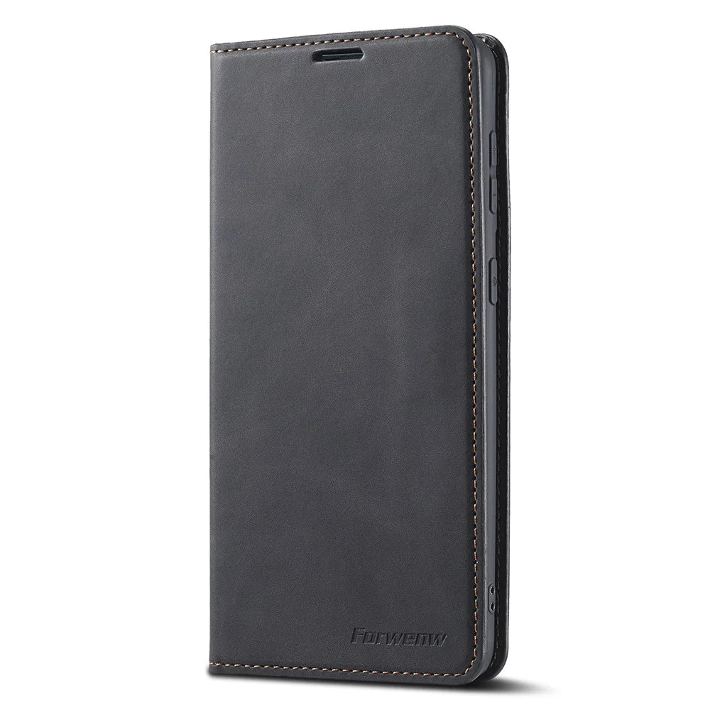 FORWENW for Samsung Galaxy S23+ Skin-friendly Leather Cell Phone Cover Stand Fantasy Series Flip Phone Wallet Case - Black - 7