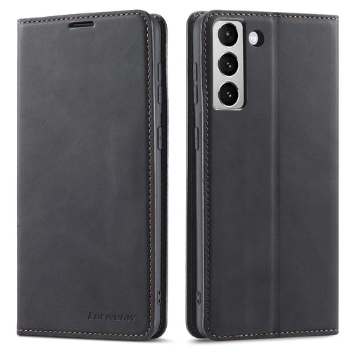 FORWENW for Samsung Galaxy S23 Fantasy Series Shockproof Phone Cover Stand Skin-friendly Leather Phone Case Wallet - Black - 1