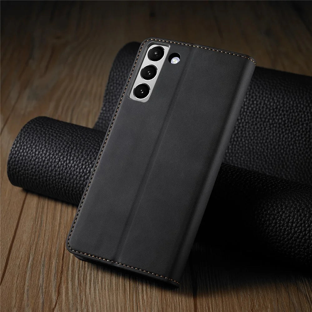 FORWENW for Samsung Galaxy S23 Fantasy Series Shockproof Phone Cover Stand Skin-friendly Leather Phone Case Wallet - Black - 5