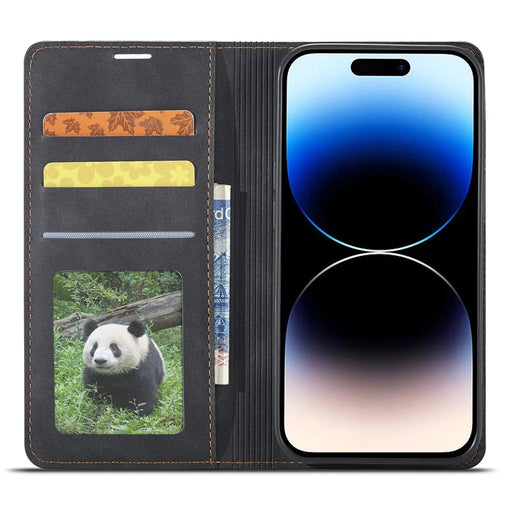 FORWENW Anti-drop Phone Case for iPhone 14 Pro Max , Skin-touch Phone Cover Stand Fantasy Series Leather Wallet Case - Black - 2