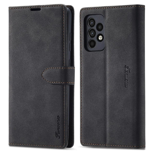 FORWENW Cell Phone Cover for Samsung Galaxy A33 5G , F1 Series Flip Leather Wallet Stand Anti-scratch Phone Case - Black - 1