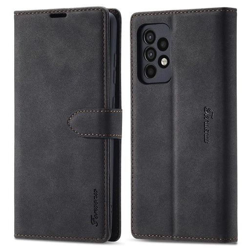FORWENW Cell Phone Cover for Samsung Galaxy A33 5G , F1 Series Flip Leather Wallet Stand Anti-scratch Phone Case - Black - 1