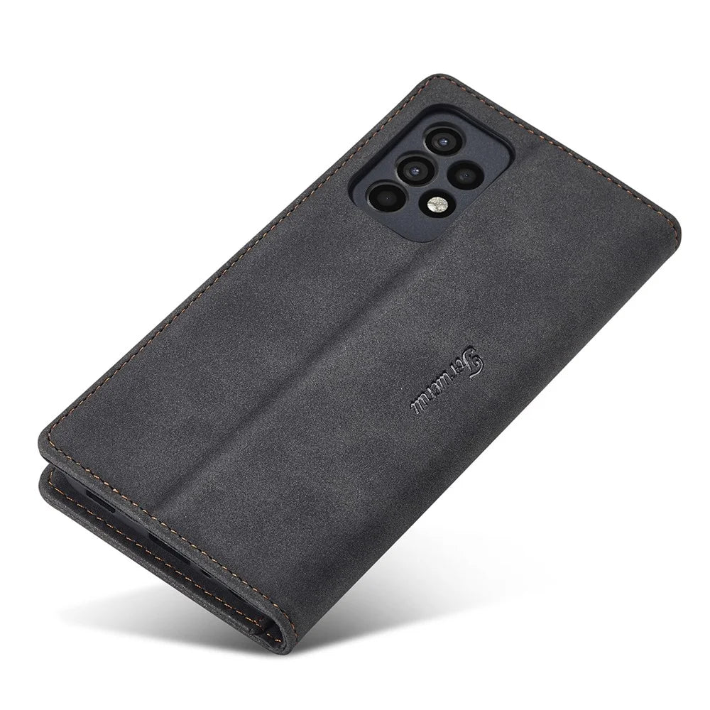 FORWENW Cell Phone Cover for Samsung Galaxy A33 5G , F1 Series Flip Leather Wallet Stand Anti-scratch Phone Case - Black - 4