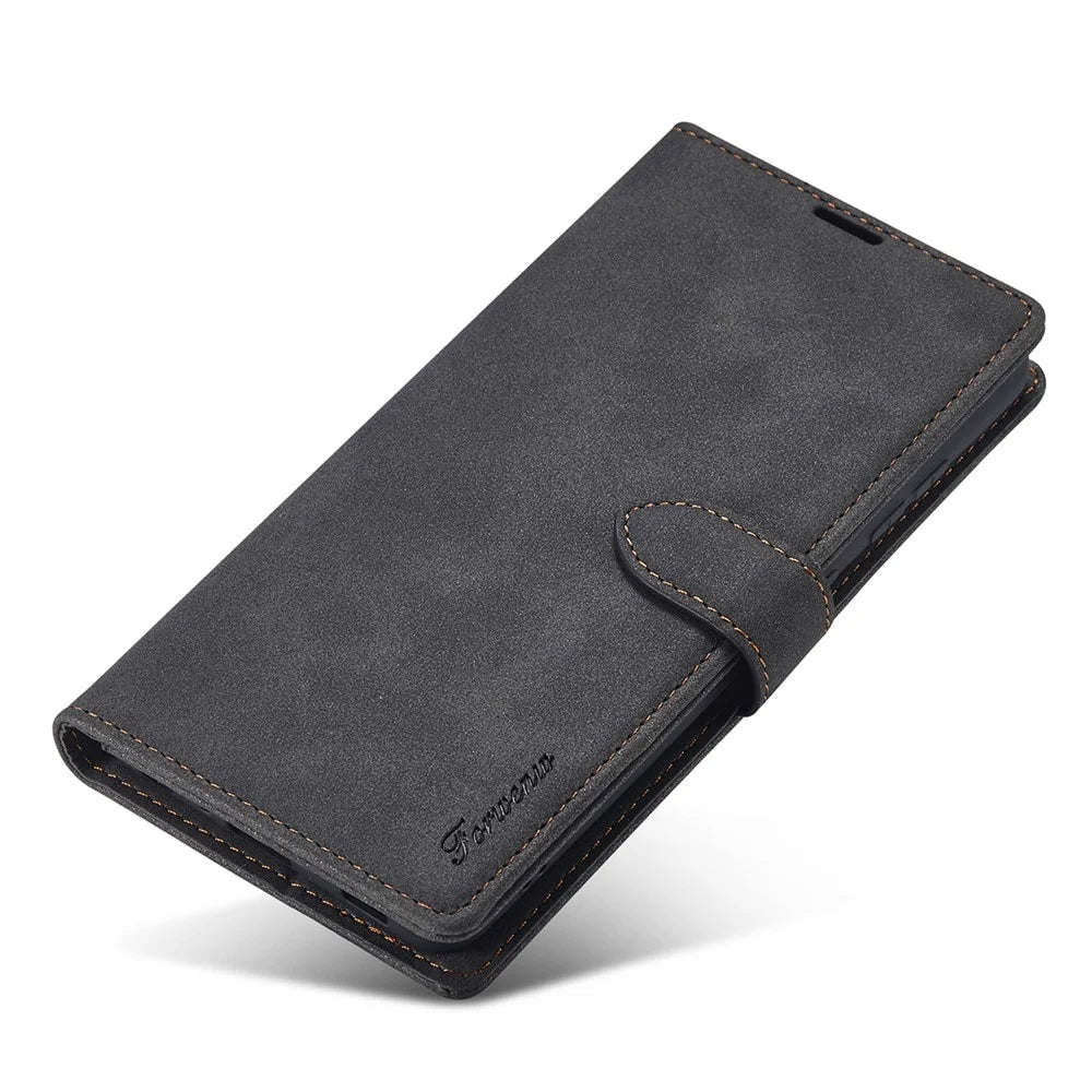 FORWENW Cell Phone Cover for Samsung Galaxy A33 5G , F1 Series Flip Leather Wallet Stand Anti-scratch Phone Case - Black - 5