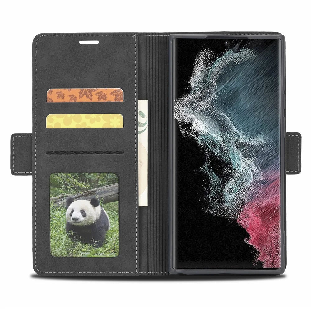 FORWENW F3-Series For Samsung Galaxy S23 Ultra Flip Leather Phone Wallet Case Shockproof Phone Cover Stand - Black - 2