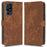 PU Leather Phone Case for TCL 40 SE RFID Blocking Wallet Phone Stand Cover - Brown - 1