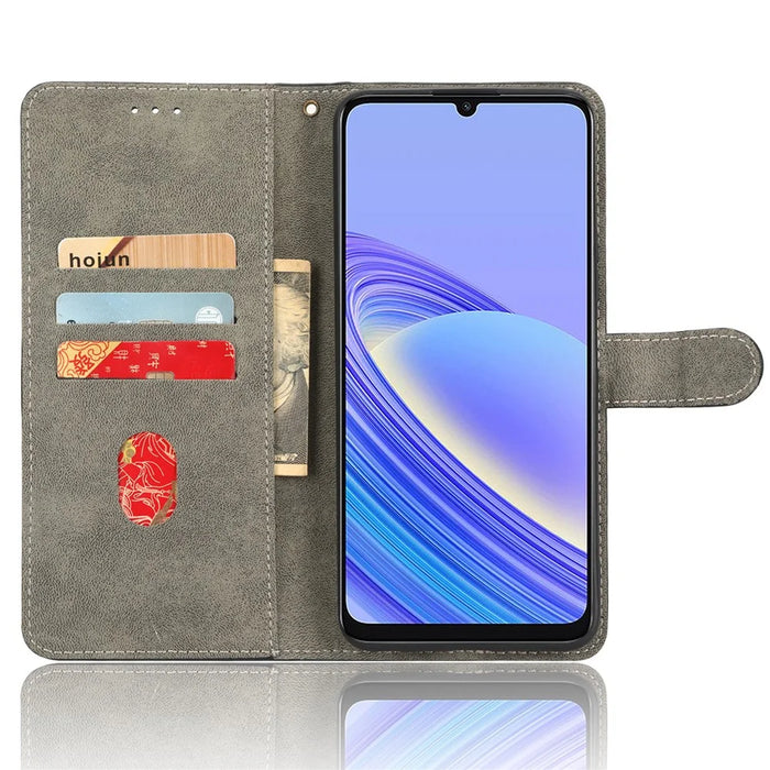 PU Leather Phone Case for TCL 40 SE RFID Blocking Wallet Phone Stand Cover - Brown - 2