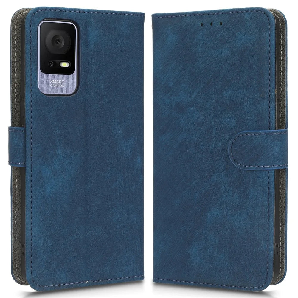 For TCL 405 T506D / 406 / 408 Phone Leather Case RFID Blocking Stand Wallet Cell Phone Cover - Blue - 1