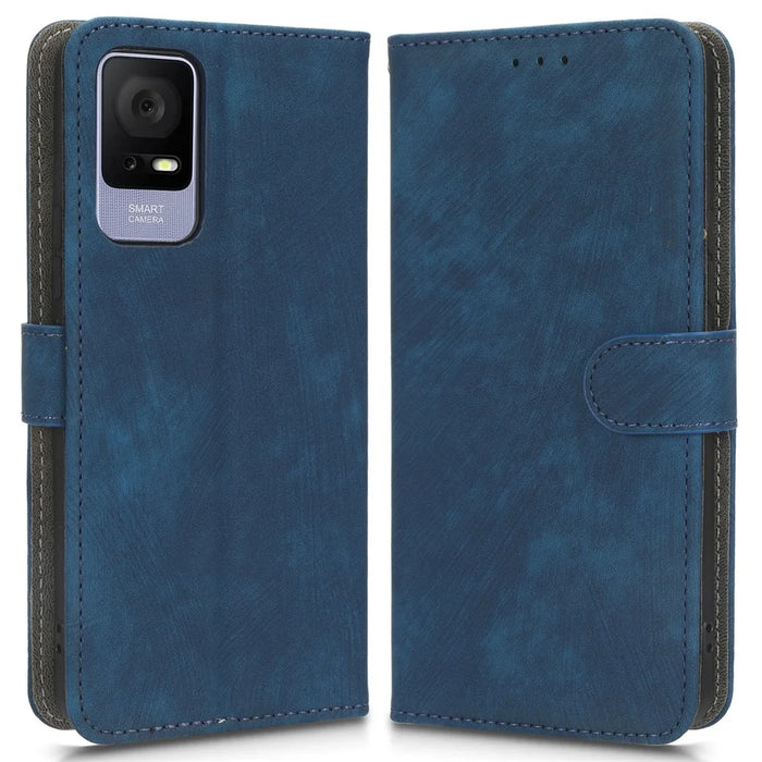 For TCL 405 T506D / 406 / 408 Phone Leather Case RFID Blocking Stand Wallet Cell Phone Cover - Blue - 1
