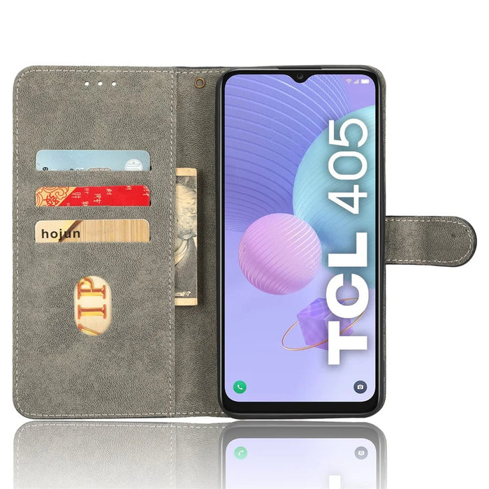 For TCL 405 T506D / 406 / 408 Phone Leather Case RFID Blocking Stand Wallet Cell Phone Cover - Blue - 2