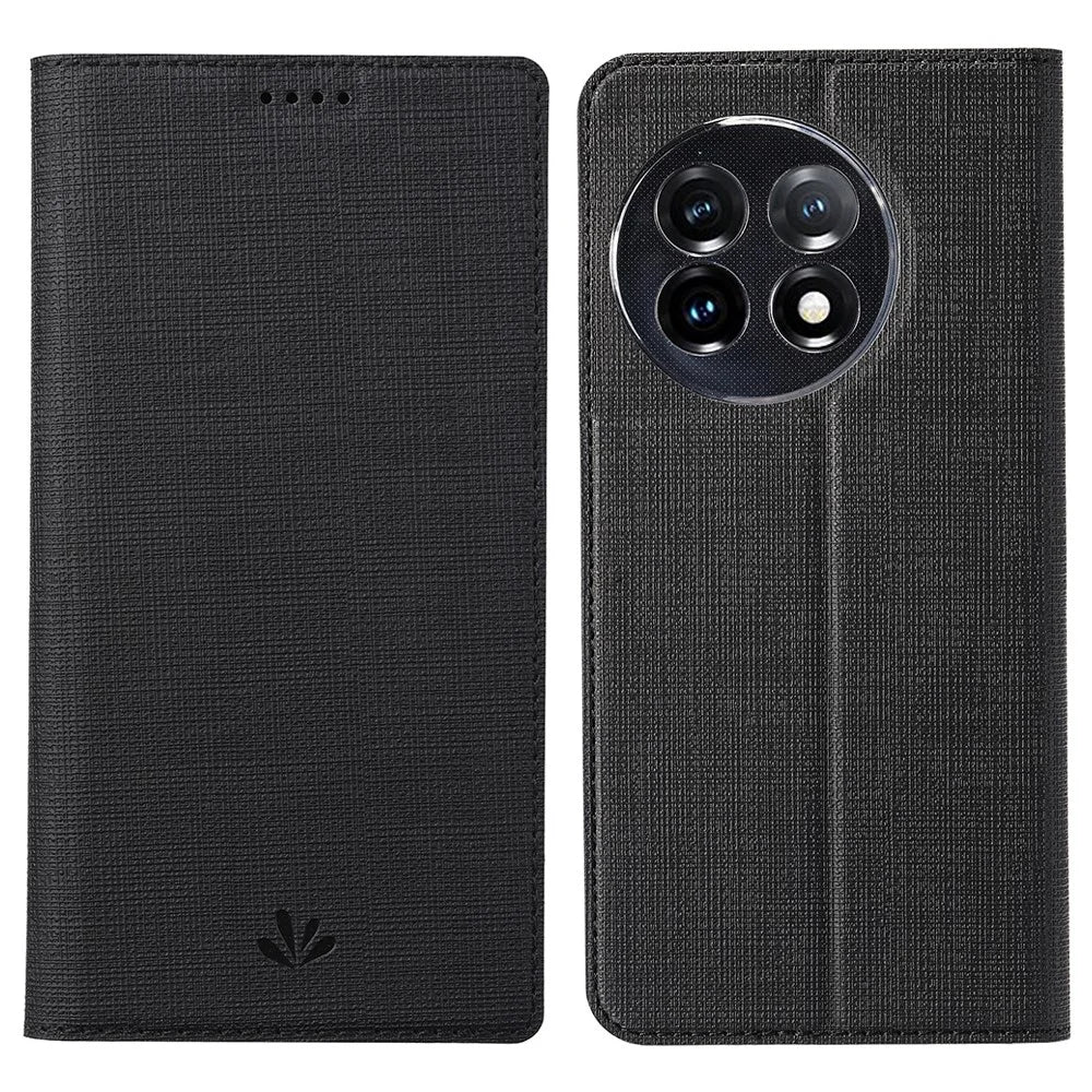 VILI DMX Series for OnePlus 11 5G PU Leather Phone Case Card Slots Mobile Phone Stand Cover - Black - 1