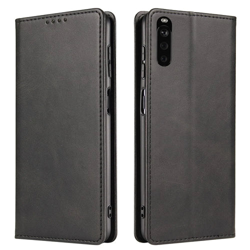 For Sony Xperia 10 III 5G / Xperia 10 III Lite PU Leather Business Phone Case Wallet Stand Magnetic Absorption Flip Cover - Black - 1
