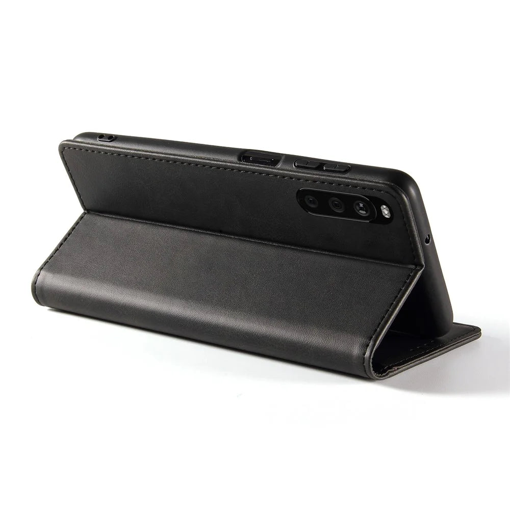 For Sony Xperia 10 III 5G / Xperia 10 III Lite PU Leather Business Phone Case Wallet Stand Magnetic Absorption Flip Cover - Black - 3