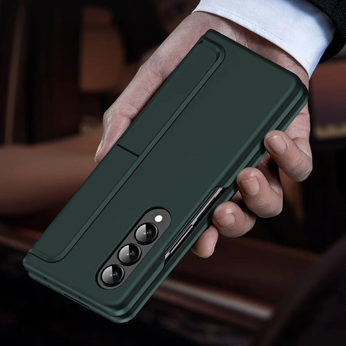 Slim Phone Case for Samsung Galaxy Z Fold4 5G Shockproof Had PC Kickstand Case with Pencil Holder - Green - 7
