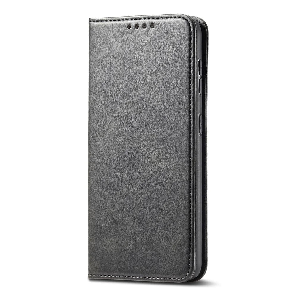 Leather Phone Case For Samsung Galaxy S21 4G / 5G , Wallet Magnetic Stand Calf Texture Anti-scratch Phone Cover - Black - 7