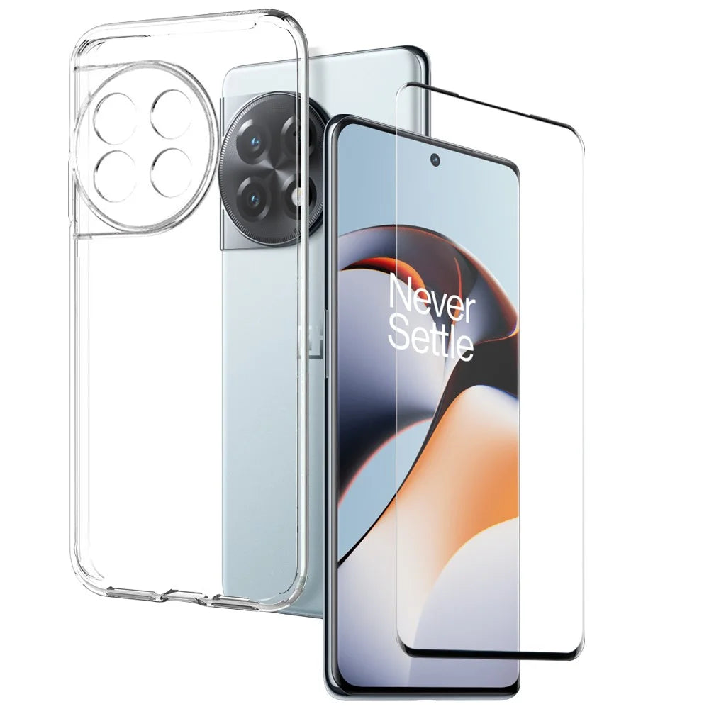 NORTHJO For OnePlus 11R 5G / Ace 2 5G / 11R 5G TPU Case Phone Cover + Crystal Clear Tempered Glass Screen Protector - Transparent - 1
