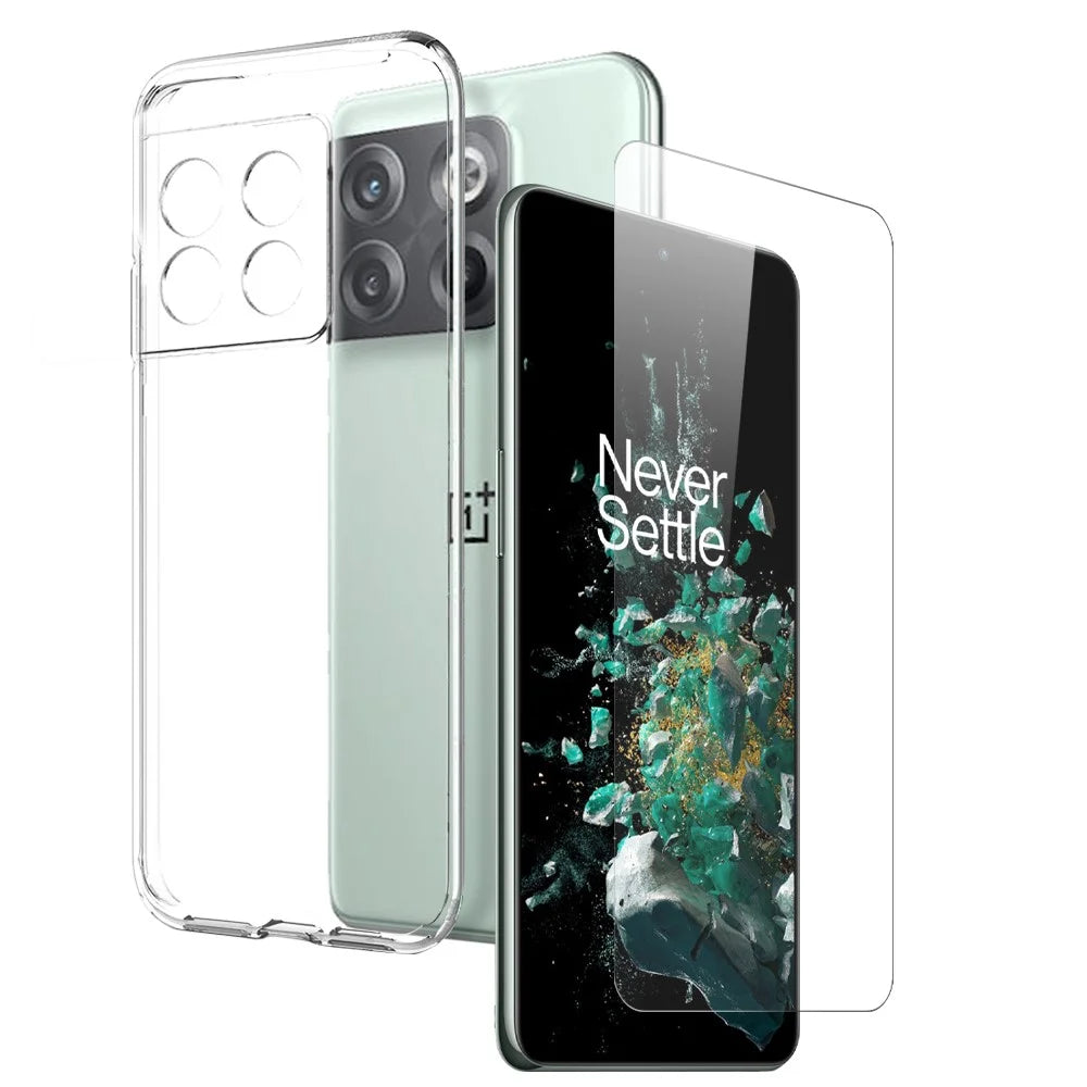NORTHJO For OnePlus 10T 5G / Ace Pro 5G TPU Case Phone Cover + HD Clear Tempered Glass Screen Protector - Transparent - 1
