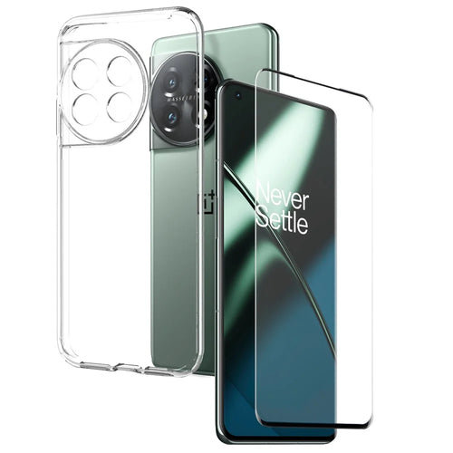 NORTHJO For OnePlus 11 5G Transparent Phone TPU Case + Anti-scratch Tempered Glass Screen Protector - Transparent - 1