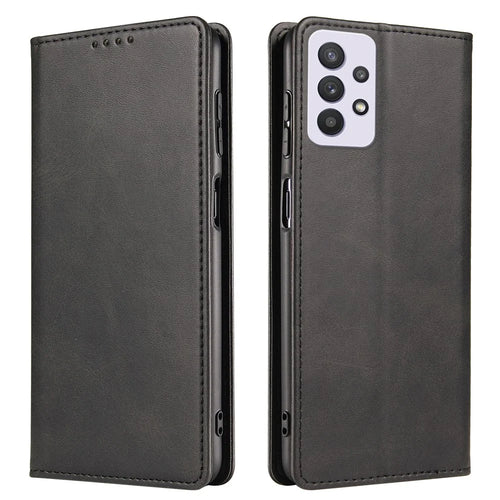 PU Leather Anti-fall Phone Case For Samsung Galaxy A33 5G , Wallet Stand Calf Texture Protective Phone Cover - Black - 1