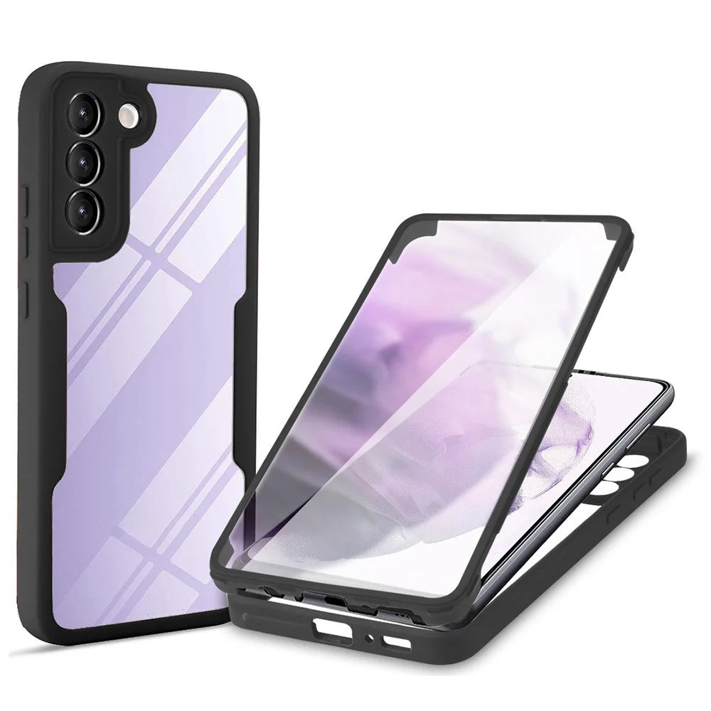 For Samsung Galaxy S23 Acrylic+TPU Clear Phone Case Camera Lens Protection Phone Cover with PET Screen Film - Black - 1