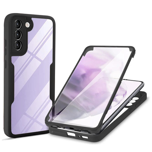 For Samsung Galaxy S23 Acrylic+TPU Clear Phone Case Camera Lens Protection Phone Cover with PET Screen Film - Black - 1