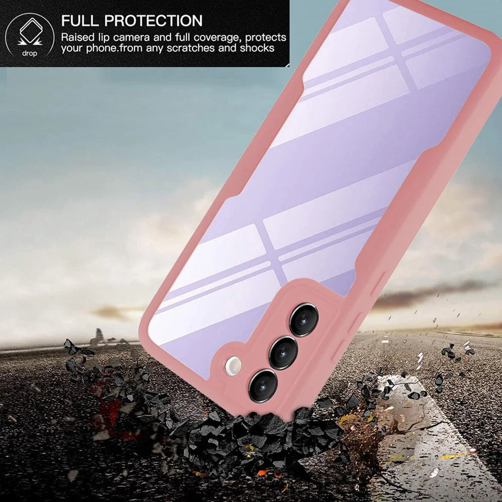 For Samsung Galaxy S23 Acrylic+TPU Clear Phone Case Camera Lens Protection Phone Cover with PET Screen Film - Black - 4