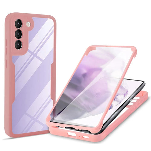 For Samsung Galaxy S23+ Phone Case Acrylic+TPU +PET Screen Film Phone Cover Camera Lens Protection - Pink - 1