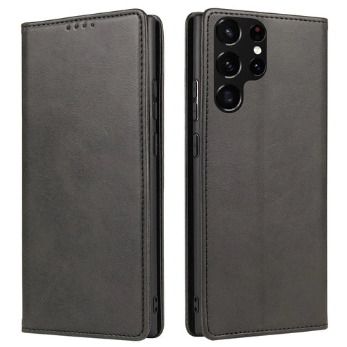 For Samsung Galaxy S21 Ultra 5G Phone Flip Leather Wallet Case Business Style Stand Mobile Phone Cover - Black - 1