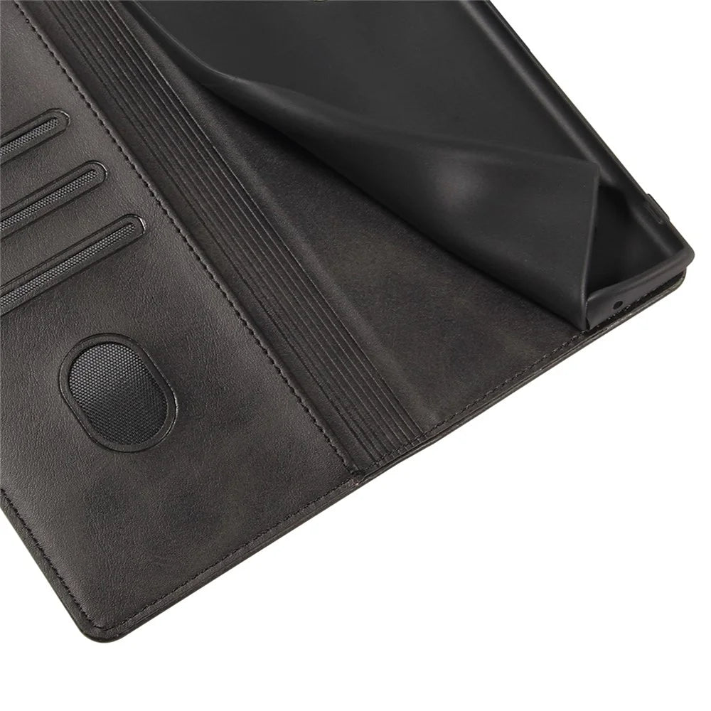 For Samsung Galaxy S21 Ultra 5G Phone Flip Leather Wallet Case Business Style Stand Mobile Phone Cover - Black - 5