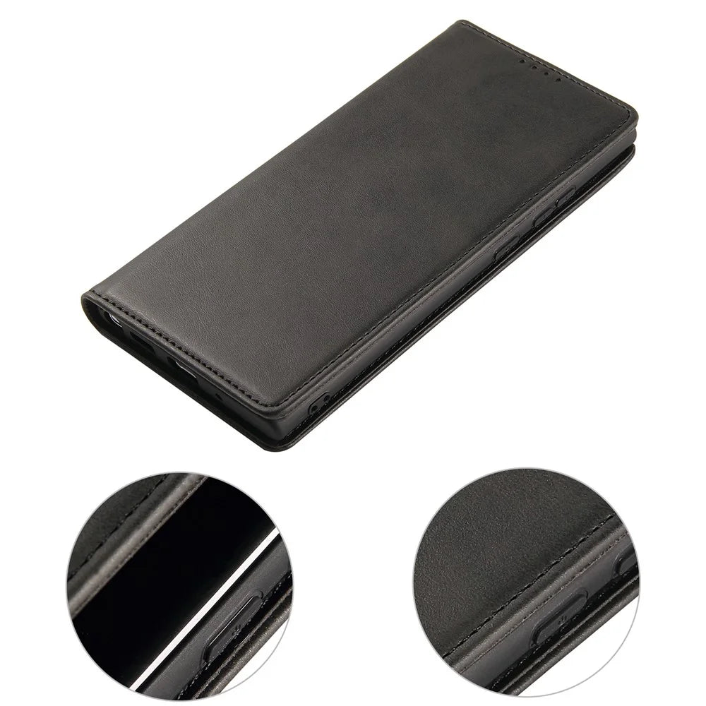 For Samsung Galaxy S21 Ultra 5G Phone Flip Leather Wallet Case Business Style Stand Mobile Phone Cover - Black - 6