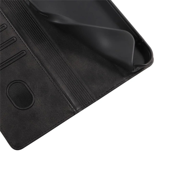 For iPhone 13 6.1 inch Leather Stand Phone Case Calf Texture Wallet Magnetic Cell Phone Cover - Black - 7