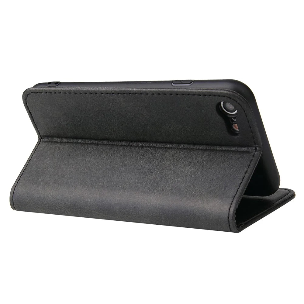 For iPhone SE (2020) / SE (2022) / 7 / 8 4.7 inch Calf Texture Wallet Magnetic Leather Stand Phone Case - Black - 3