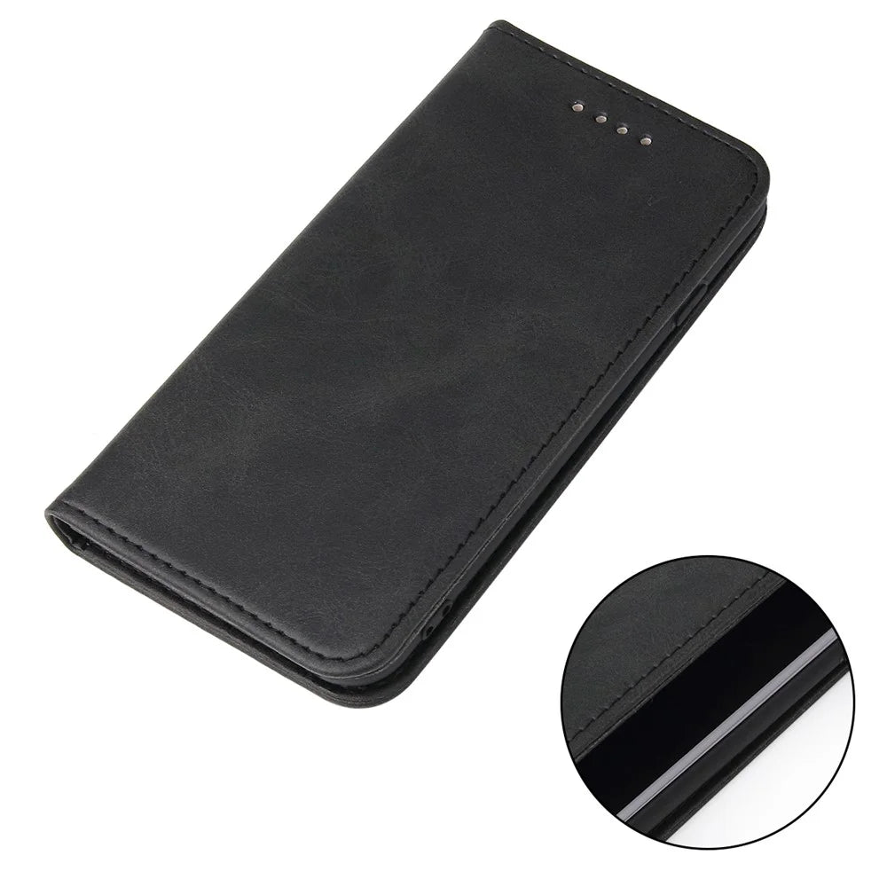 For iPhone SE (2020) / SE (2022) / 7 / 8 4.7 inch Calf Texture Wallet Magnetic Leather Stand Phone Case - Black - 4