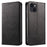 For iPhone 14 Plus Wallet Phone Cover Calf Texture Auto-absorbed Magnetic Leather Stand Phone Case - Black - 1